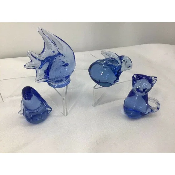 UNITED STATES COMMEMORATIVE FINE ART GALLERY 4 BLUE CRYSTAL PAPERWEIGHTS - Picture 2 of 12